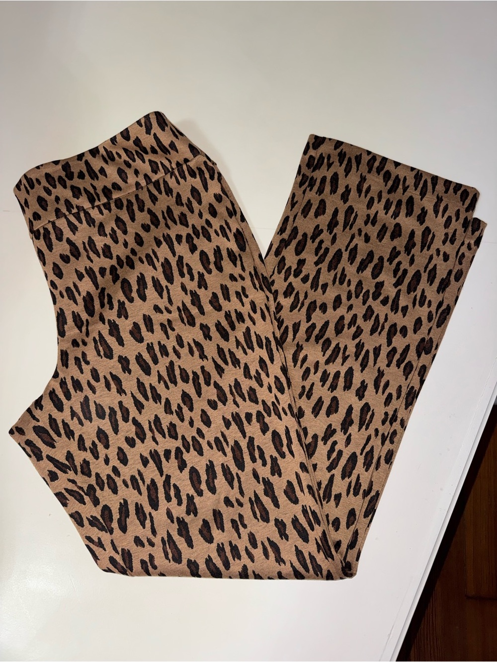 New York & Company Leopard-Print Wide Leg Pants - Tan & Black